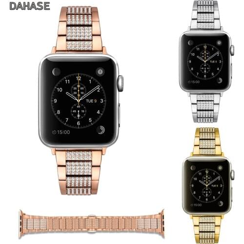 DAHASE Womens Bling Diamond Bracelet for Apple Watch Series 1 2 3 Band Rhinestone Stainless Steel Link Watch Strap 42mm 38mm
