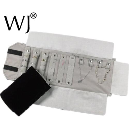 Portable Small Velvet Travel Jewelry Case Roll Bag Organizer for Necklace Bracelet Ring Earrings Display Storage Carrying Pouch