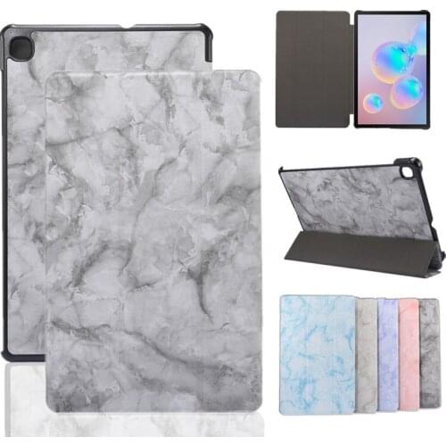 Marble Cover Case for Samsung Galaxy Tab S6 Lite 10.4 SM-P610 SM-P615 2020 Case Tri-Fold PU Leather Cover Tablet Shell + Film
