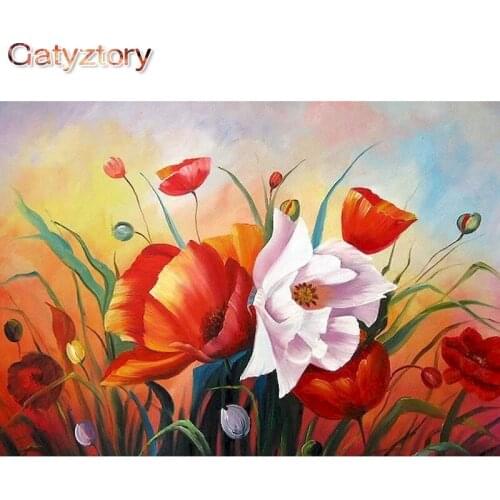 GATYZTORY 60x75cm Frame Diy Painting By Numbers Flower Modern Wall Art Picture Unique Gift For Wedding Decoration Arts