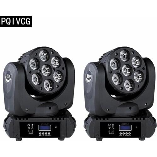 2 Pieces 7x10w Beam Light RGBW 4in1 Full Color Moving Head Light Disco Bar KTV Stage Light