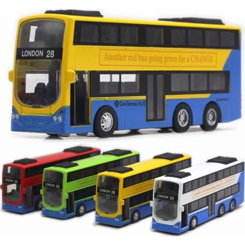 Hot-selling 1:90 alloy pull back double-decker bus model,high simulation sound effect toy,childrens bus toy,free shipping