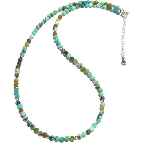 Lily Jewelry Choker Necklace 925 Sterling Silver Real Turquoise Necklace Women Nice Gift Delicate Necklace Fine Jewelry 40-44cm