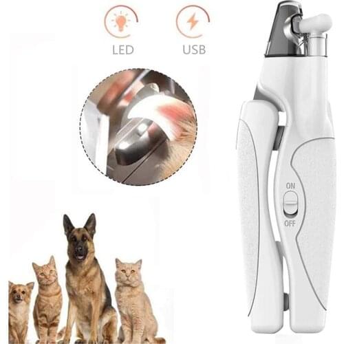 Professional Light Dog Nail Clippers File USB Charging Safe Ergonomic Handle Pet Nail Trimmer Trapper Cat Dog Grooming Cutter