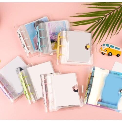 Kawaii Glittery Bling Mini Pocket 3 Ring Diary Notebook Journal Agenda DIY Photocard Binder Korean School Stationery