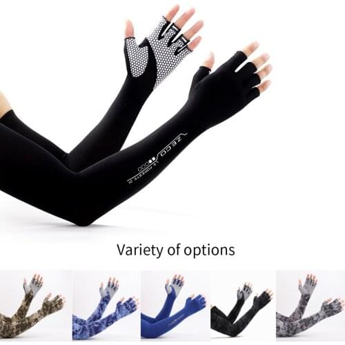 2021 New Summer Camouflage Sunscreen Sleeves Mens Quick-drying Riding Non-slip Half-finger Arm Guard Ice Silk Gloves