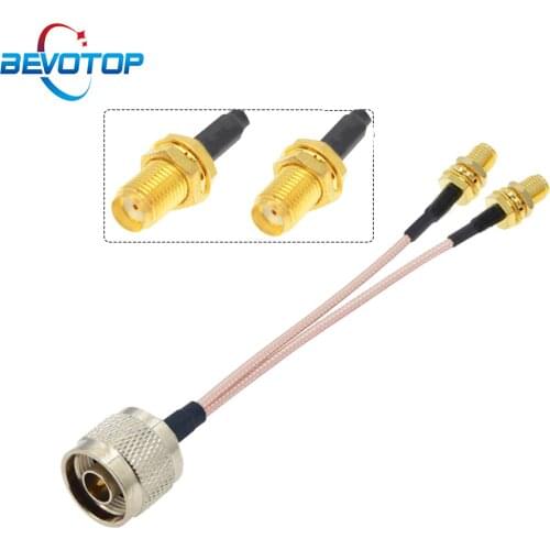 N Splitter Pigtail N Male to 2 x SMA Female Jack 4G LTE Antenna Adapter Splitter Combiner RG316 RF Coax Extension Cable 15CM 6"