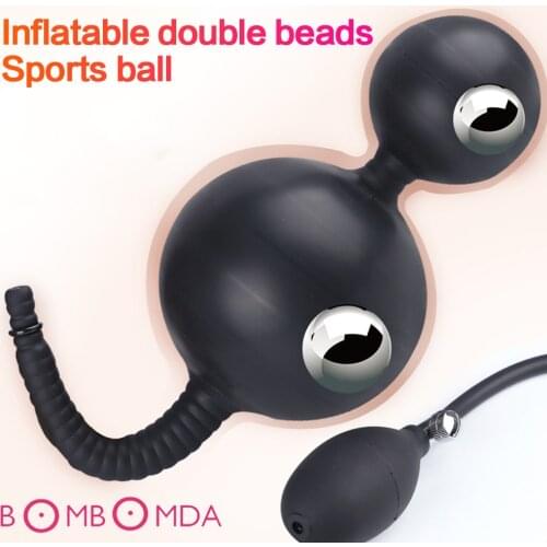 Outdoor Inflatable Anal Beads Male Deep Expandable Exercise Plug With Rings Huge Butt Plug Prostate Massager With Metal Ball