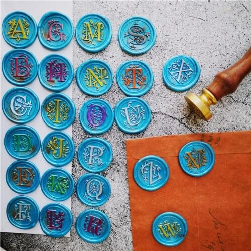 Cheap Retro copper Wax Seal Stamp head 26 Alphabet Letter Decorative A-Z Sealing Wax Stamps Antique Wedding Invitation Sealing