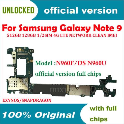 Original unlocked Motherboard For Samsung Galaxy Note 9 N960F N960FD N960U N960N 128GB 512G Mainboard Logic board