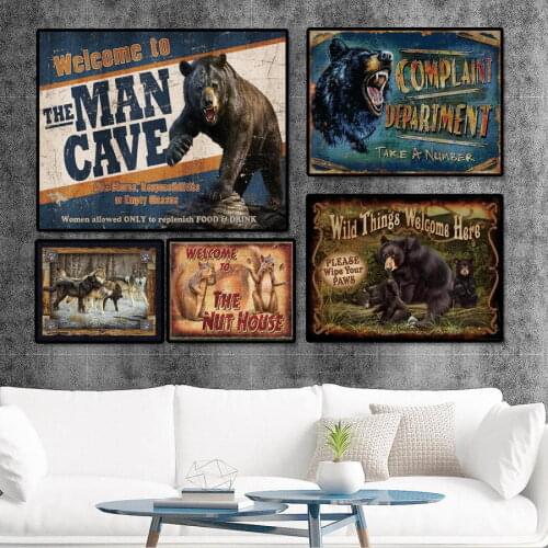 "COMPLAINT DEPARTMENT" Decorative Painting European and American Retro Animal Hunting Wooden House Wall Painting Home Decor