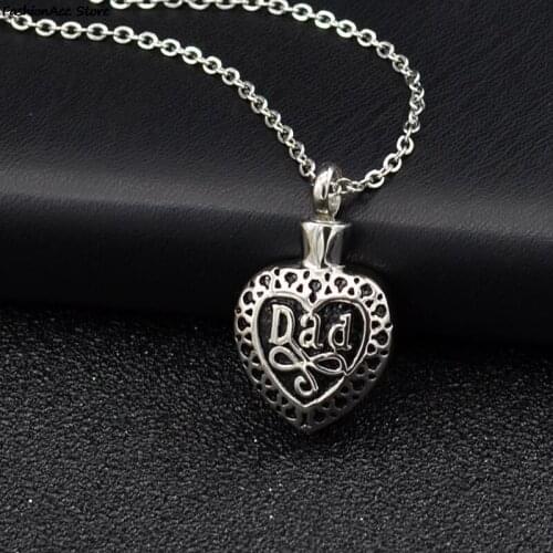 1 pc Heart Urn Necklace for Ashes - Cremation Jewelry Keepsake Dad Memorial Pendants