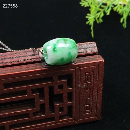Genuine Green Natural Jade A Gemstone Pendant Necklace Rare Women Men Barrel 15x13mm Stone Jade A Necklace AAAAA
