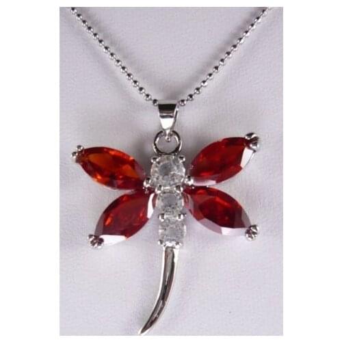 Wholesale price 16new ^^^^ Charming 2colors Red/Purple Crystal Dragonfly Pendant Necklace