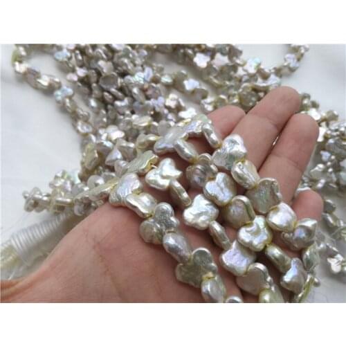 DIY Necklace Natural Freshwater Pearls, 9-10MM Size Irregular Butterfly Shape Pearl Strand Loose Unique Baroque Pearls for Women