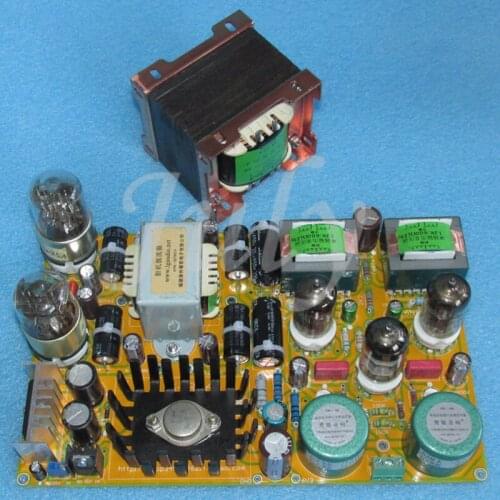 6N1 6X6C(6H6P) Electronic tube earphone preamplifier board, transformer input transformer 600Ω output, with power transformer