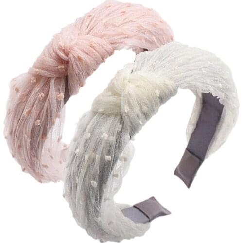 Sweet Seersucker Hairband for women and girls Spring and Summer Hair Accessories Simple Gauze Headband Center Knotted Bow