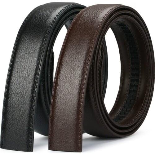 New Luxury Men Automatic Buckle Belts PU Leather Waist Strap No Buckle Belt Black Brown Male High Quality Jeans Waistband 3.5CM