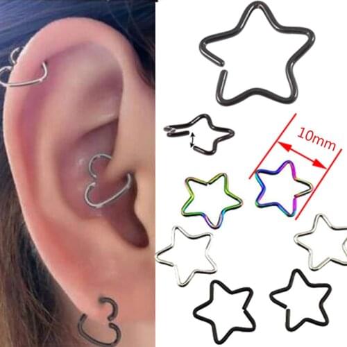 2 Pieces Stainless Steel Star Earring Eyebrow Tragus Earrings Helix Earring Nose Ring Closure Nipple Body Piercing Jewelry