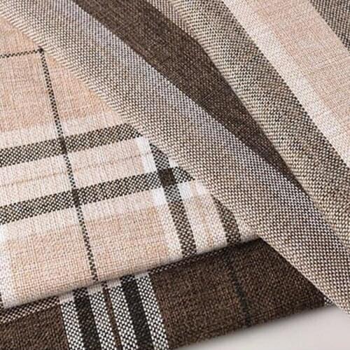 Lattice Stripe Linen Fabric Burlap Cloth for Dining Chair Cover Pillow Cover Sofa Cloth Handmade DIY Fabric Furniture Decoration