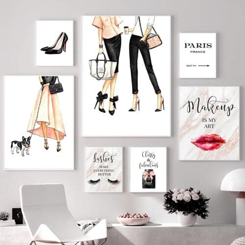 Nordic Posters And Prints Paris Perfume Eyelash Fashion Girl Makeup Wall Art Canvas Painting Wall Pictures For Living Room Decor