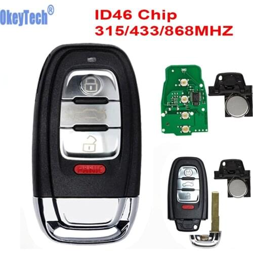 OkeyTech 4BT 315/433/868MHZ Keyless Entry Remote Smart Key For Audi RS6 RS7 A3 A4 A5 A6 B5 B6 B8 C6 C7 8P Q5 With Insert Blade