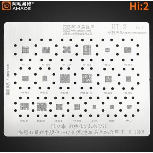High quality For Hi1102A Hi6365 Hi6555 Hi6526 Hi6405 Hi6403 6H11 6H12 6H02T WiFi IC Chip BGA Reballing reball Stencil