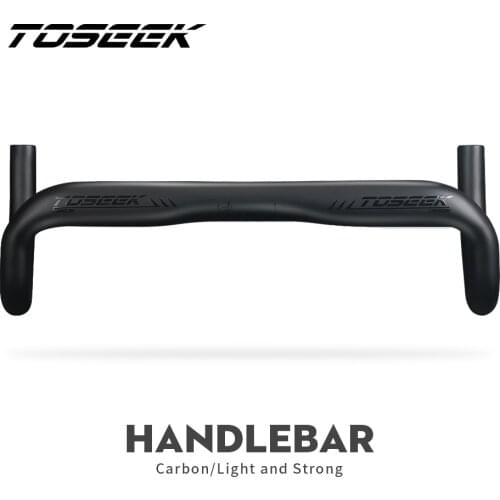 TOSEEK Road Bicycle Carbon Handlebar Reduce Resistance Bent Bar Strengthen Bike Parts 400/420/440mm External Routing Black Matte