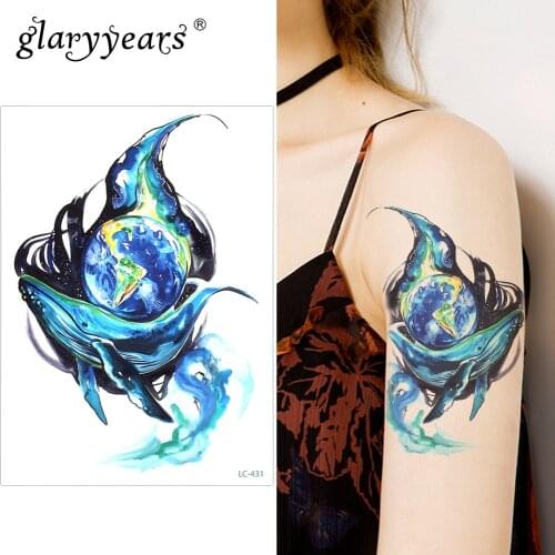 Glaryyears A Little Big Arm Temporary Tattoo Sticker Blue Fake Tatoo Sleeve Flash Tatto Waterproof Body Art Men Women LC-431
