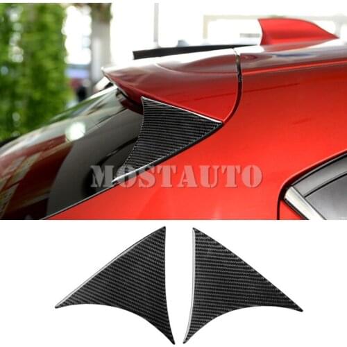 For Mazda 3 Hatchback Carbon Fiber Rear Window Spoiler Tail Fin Cover 2014-2018 2pcs Car Accessories Interior Car Decor