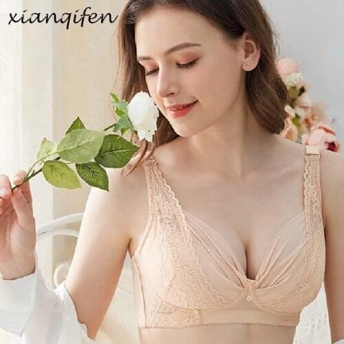 Xianqifen Push Up Sexy Bra For Women Lace Crop Tops ultra thin cotton Underwireless underwear Brassiere Plus Size 36 38 BCD cup