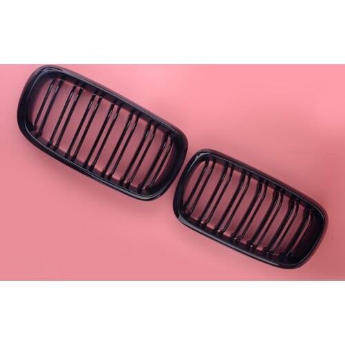 1 Pair Car Front Grille Bumper Hood Kidney Grill Dual Slat Radiator Fit for BMW F15 F16 X5 X6 2014 2015 2016 2017 51137316062