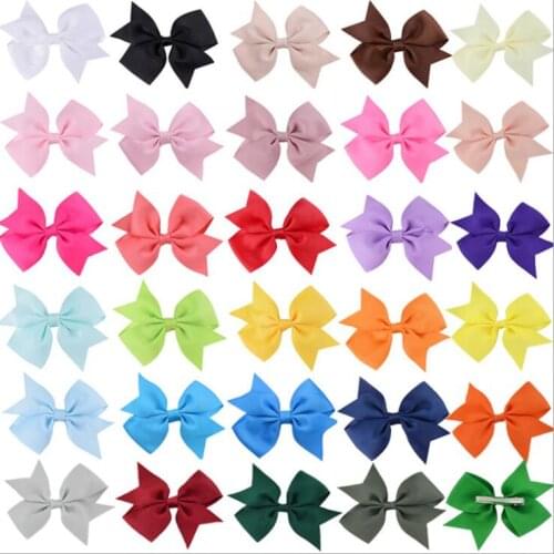 10pcs/ 3.5 Inch Grosgrain Ribbon Hair Bows Clip Children Hair Accessories Baby Solid Hairclips For Girl Drop Shipping