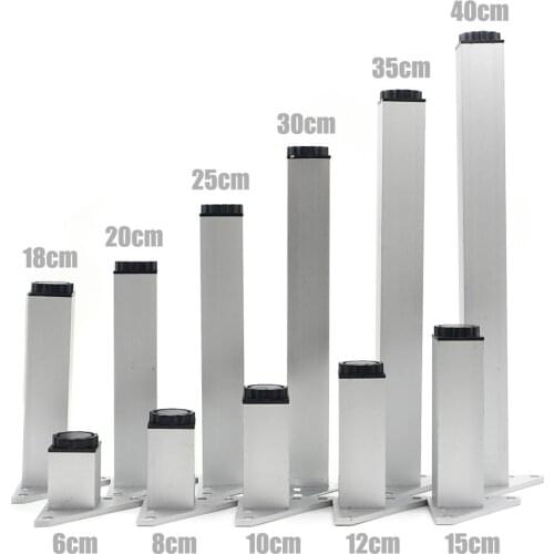 4Pcs/Set 6-40cm Aluminum Metal Furniture Legs Cabinet Feet Table Adjustable Triangle Base with Screws For Table Sofa Bed Cabinet