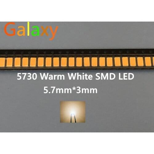4000PCS 5730 SMD LED 50-55 LM Lamp 0.5w light-emitting Diode Chip Warm white for LED CCT:2800-3000K Still 3V