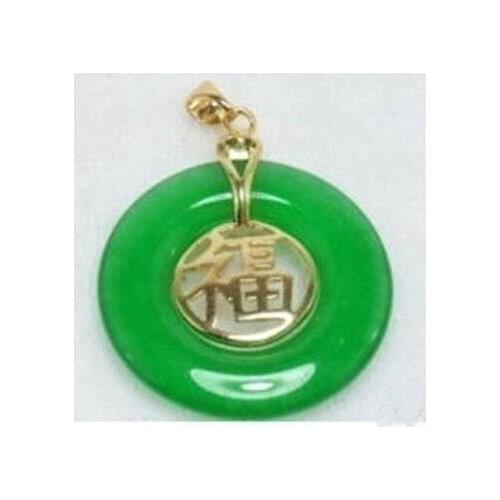 Free Shipping>>Gorgeous Green stone " Blessing " Pendant Necklace