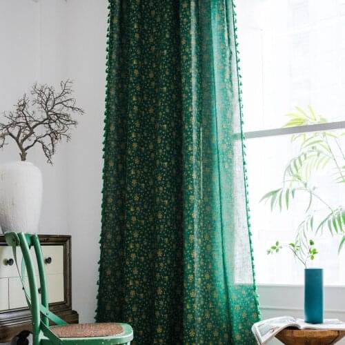 Bronzing Wind Chime Christmas Curtains For Living Room Semi-Sheer Tassel Window Curtains Home Decor Cotton Linen Drapes Blinds