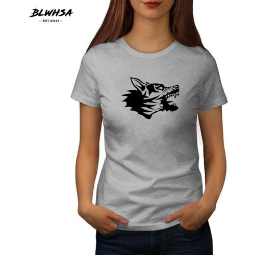 BLWHSA Rabid Dog Printed T Shirt Women Fashion Summer Cotton Short Sleeve Funny T-Shirt Animal Print Women Tops Tees Clothing