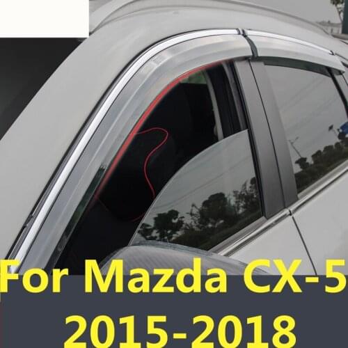 For Mazda CX-5 CX5 CX 5 2015-18 Chrome Car Window Sun Vent Visor Rain Guards Sun/ rain Shield Car accessories Interior ecoration