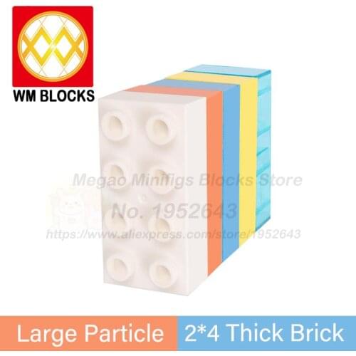 WM Blocks MOC 10 pcs/lot 2*4 Thick Brick Large Particle Solid Colors Available Building Blocks Educational Toys For Children Diy