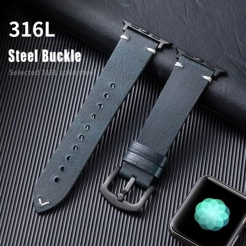 Leather band For apple watch strap 44mm 42mm 38mm 40mm Genuine leather smartwatch wrist correa bracelet apple watch 6 se 5 4 3