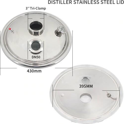 HOOLOO Stainless Steel Distiller Lid 430mm diameter Clamp port 3" Distillers