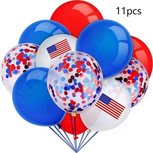 American Independence Day Birthday Party Latex Balloon Red and Blue Confetti Sequin Balloon Flag Print Set Decoration LL22