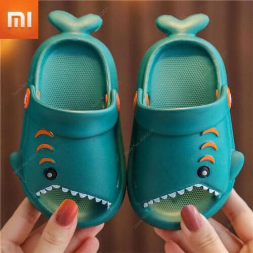 Xiaomi Shark Summer Childrens Slippers for Kids Toddler Baby Outdoor EVA Cartoon Print Cute Flat Heels Beach Sandals