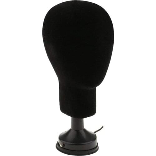 NEW-Polystyrene Foam Mannequin Face Model Head Wig Holder Eyeglass Glasses With Base Bracket - Black, 35cm