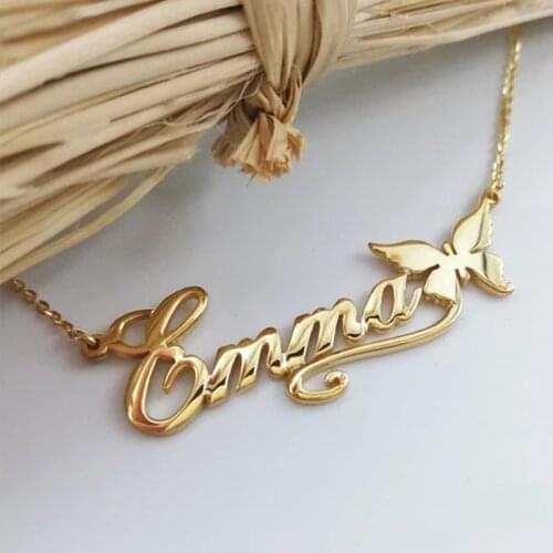 Fashion Personalized Name Butterfly Necklace Pendant For Women Custom Nameplate Choker Chain Jewelry Couple Girl Friend Gifts