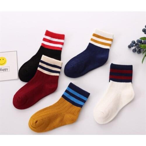 New 5 Pair/lot Baby Cute Cotton Socks Chunqiu Period Cartoon Animal Pattern Stripe Socks Kids Boy Girl Floor Socks for 1-12year