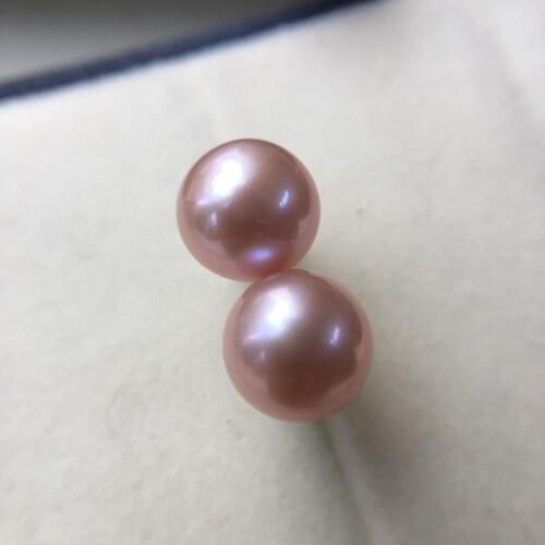 Charming pair AAA 9-10mm south sea lavender pearl 14k earring
