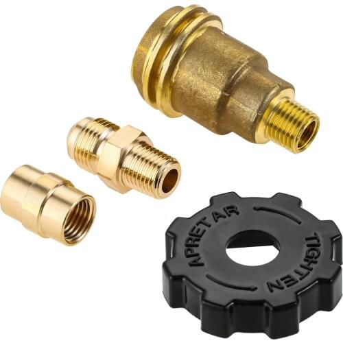 QCC1 Acme Propane Tank Cylinder Adapter Fitting by 1/4" NPT Male Thread Brass Connector with Free Hand Wheel QCC1 Connectors Set