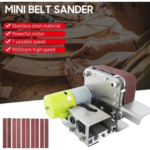 Mini Belt Sander Electric Sanding Polishing Grinding Machine 7 Variable Speed with 10 Sanding Belts for Wood Acrylic Metal